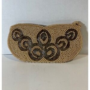 Vintage Ladies Beaded Clutch Made in‎ Japan Satin Lining Zippered at Top